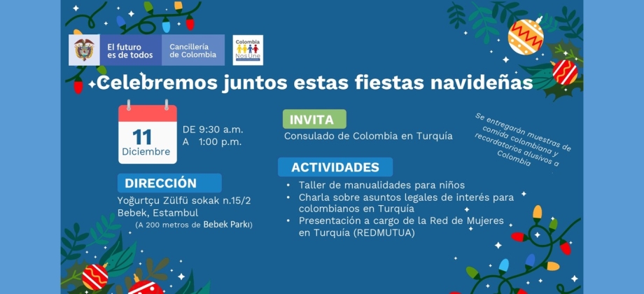 La Embajada y el consulado en Turquía invitan a los colombianos a celebrar juntos la Navidad